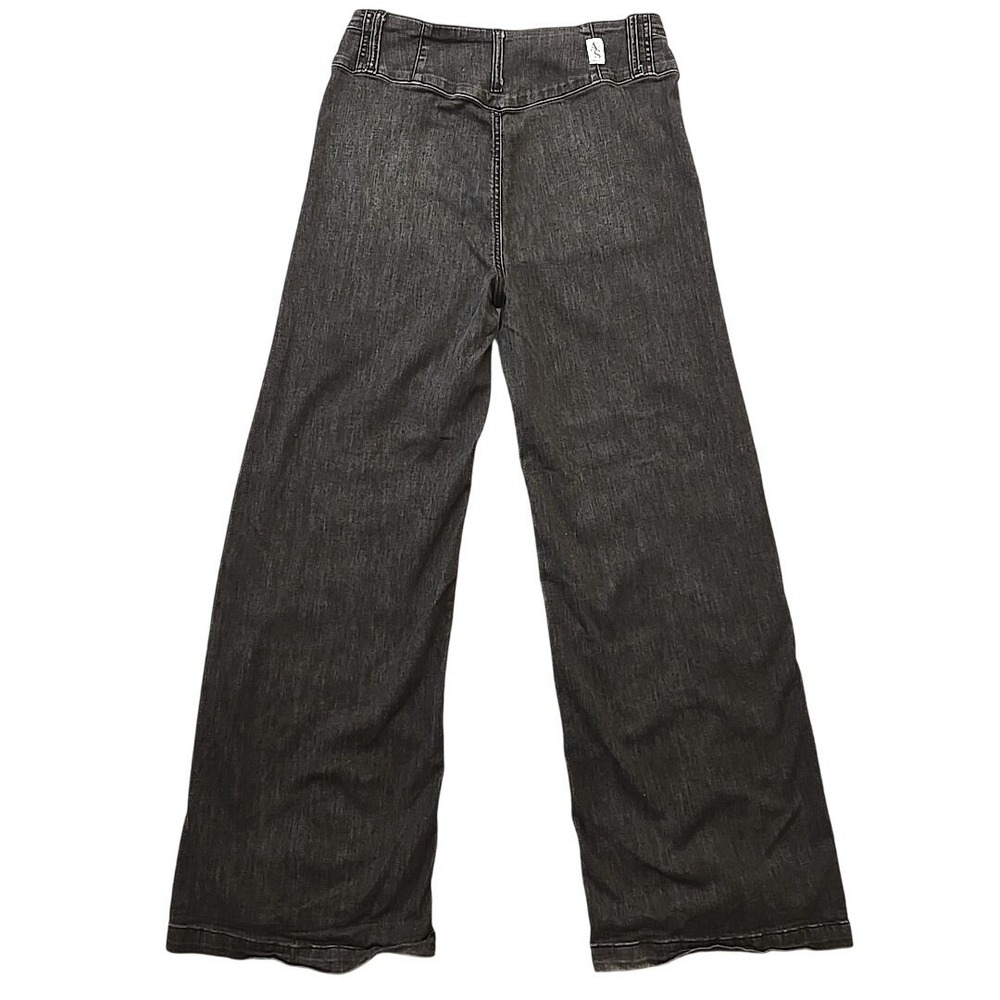 Altar'd State Nico Wide Leg Jeans 32 High Waist Pintuck Seam Acid Wash Black - Picture 2 of 11
